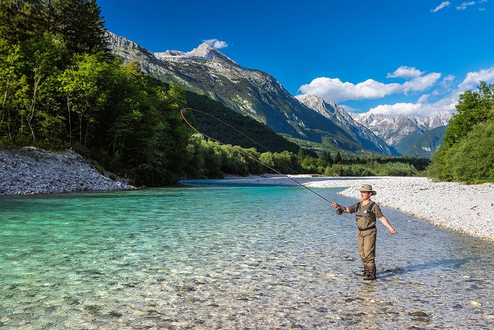 Pesca a mosca sul fiume Isonzo